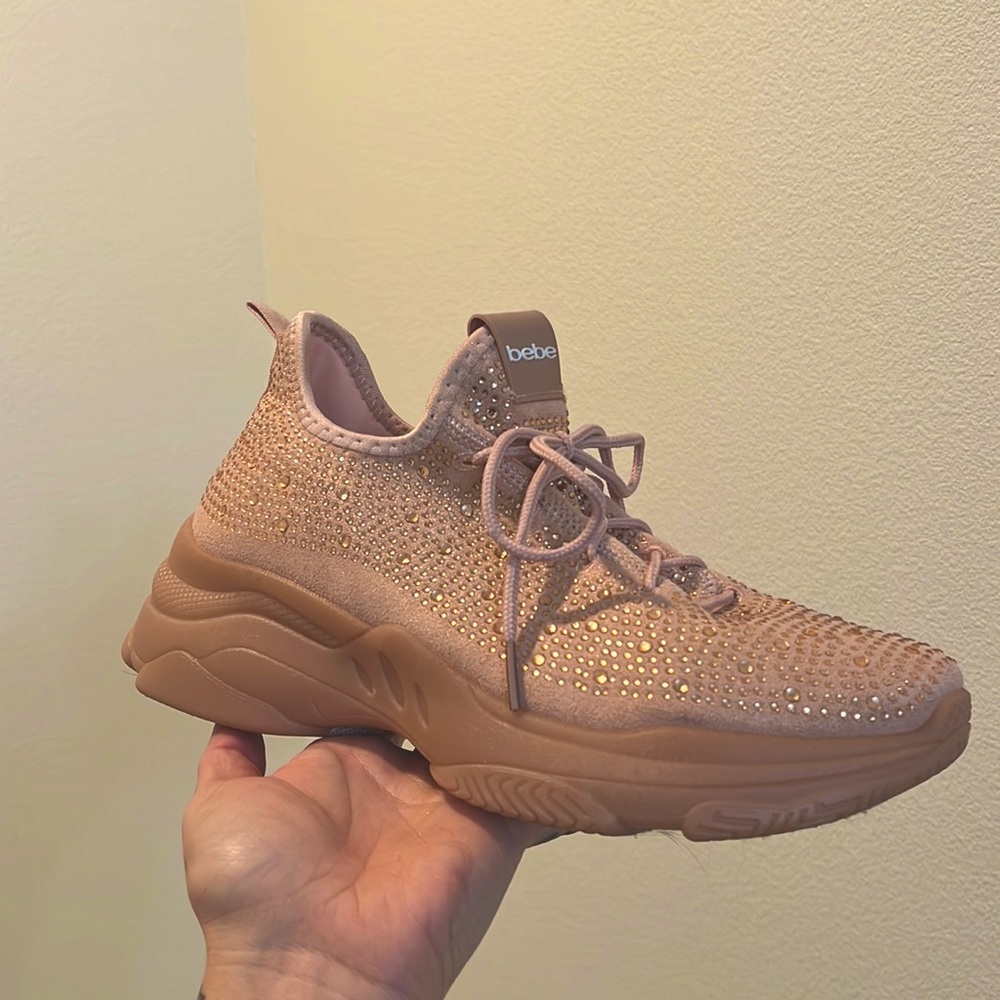 Bebe Leayla rhinestone sneakers, color: Machiato